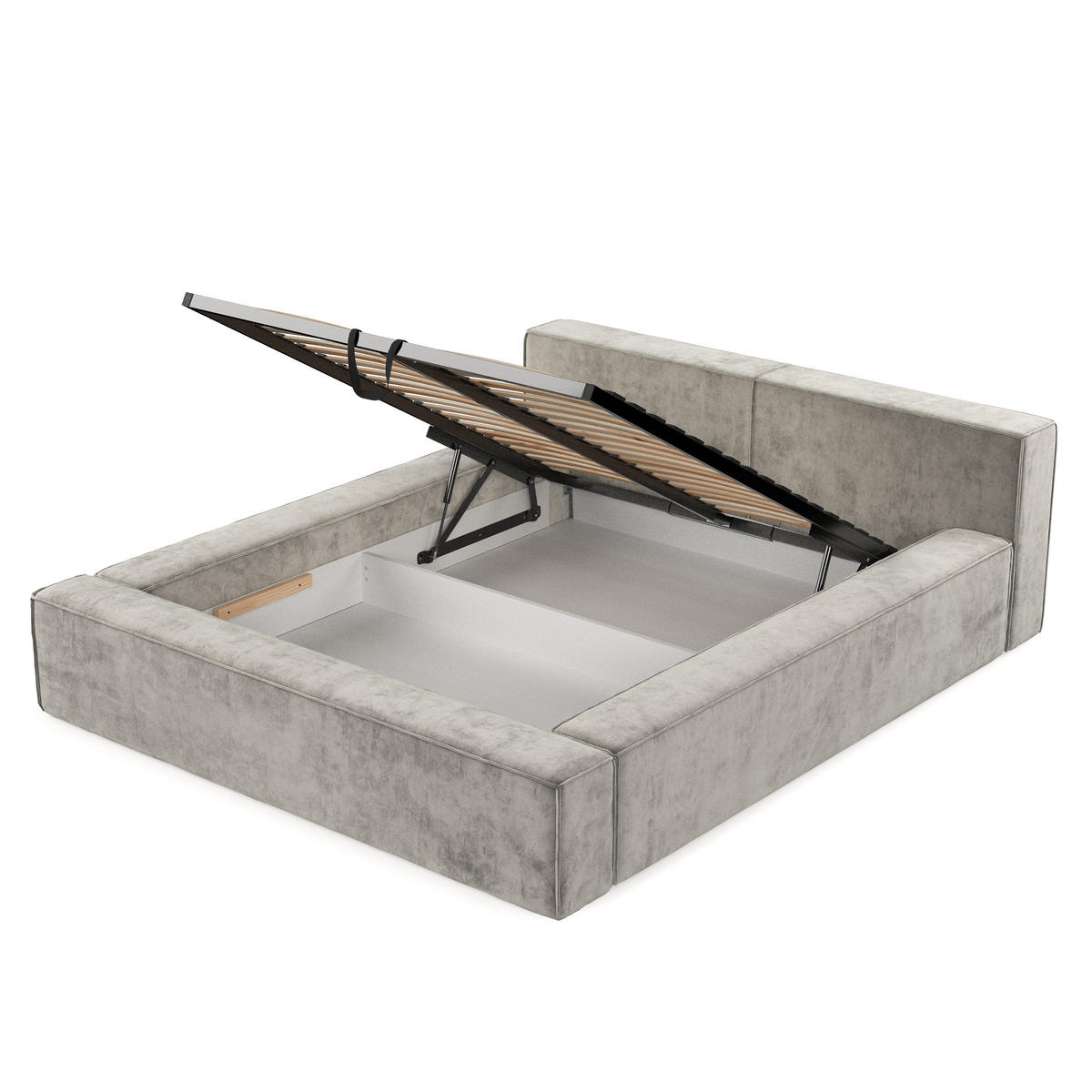 POLSTERBETT Casto mit Stauraum 160/200 cm Beige im Terra NW Stoff - Beige/Schwarz, Holz/Holzwerkstoff (160/200cm) - AltaBeds