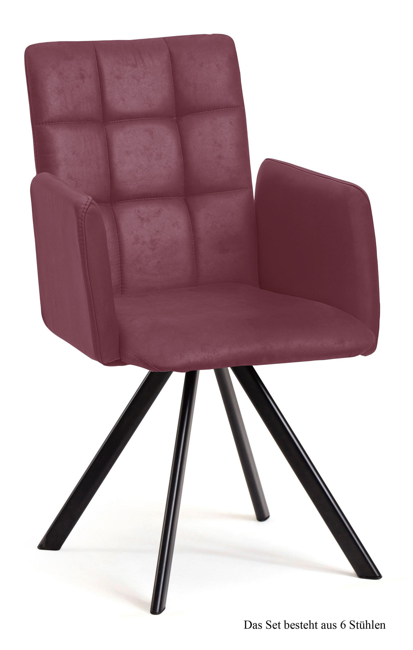 ARMLEHNSTUHL (6er-Set) Dayle 52x91x60 Schwarz/Marsala - Brombeere/Schwarz, Kunststoff (60/91/52cm) - 58aufmkessel