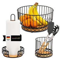 KÜCHENUTENSILIEN 3er Set, Metall, Bambus, schwarz - Schwarz, Metall (28.5/15/28.5cm) - bremermann