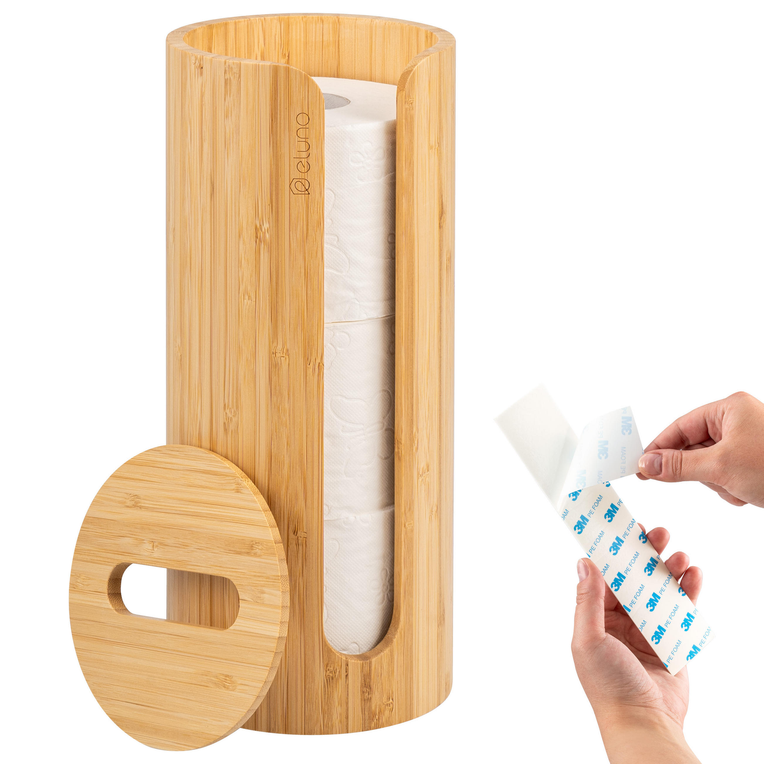TOILETTENPAPIERAUFBEWAHRUNG, für 3 Rollen, Bambus - Braun, Holz (14.5/34/14.5cm) - eluno