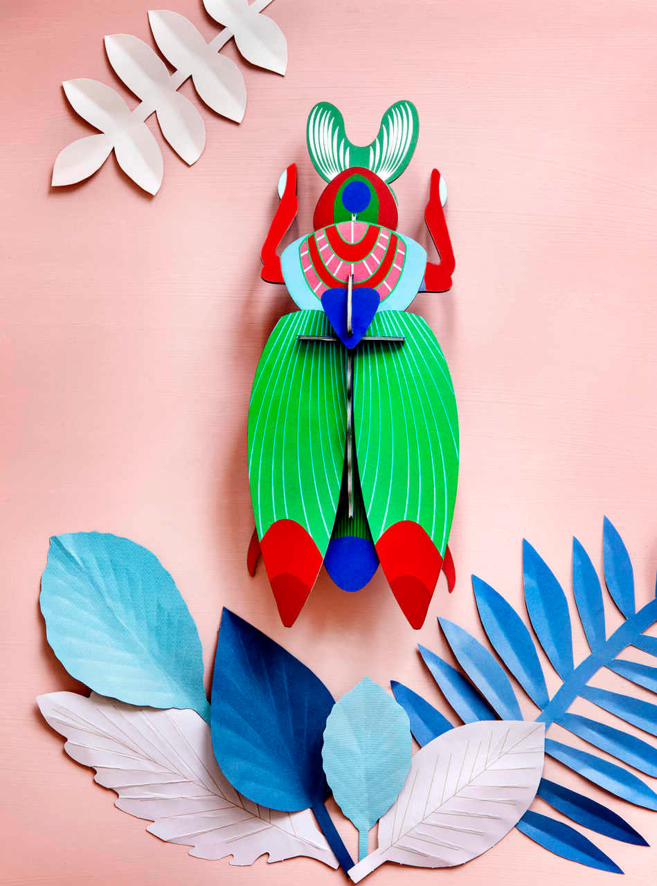 WANDDEKO Skarabäus 12/9 cm - Rot/Grün, Wellpappe (12/9/29cm) - KUNSTLOFT