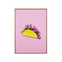 POSTER mit Rahmen Supermercat - Flower taco - Pink/Eichefarben, Holz/Papier (30/40cm) - Poster&Frame