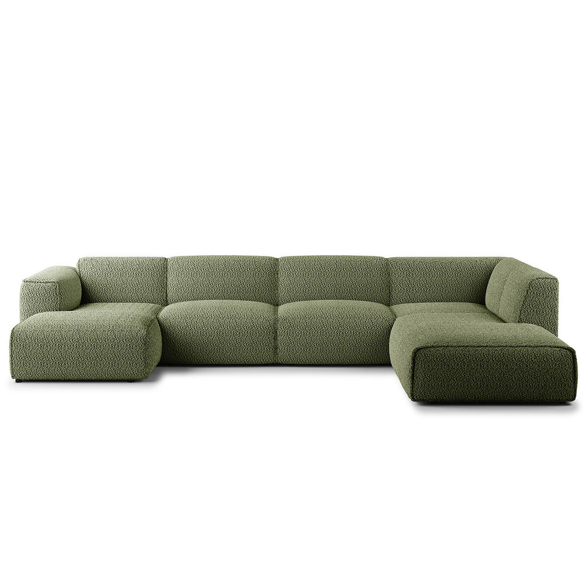WOHNLANDSCHAFT mit Longchair - Schwarz/Grün, Kunststoff/Textil (325/71/235cm) - home24