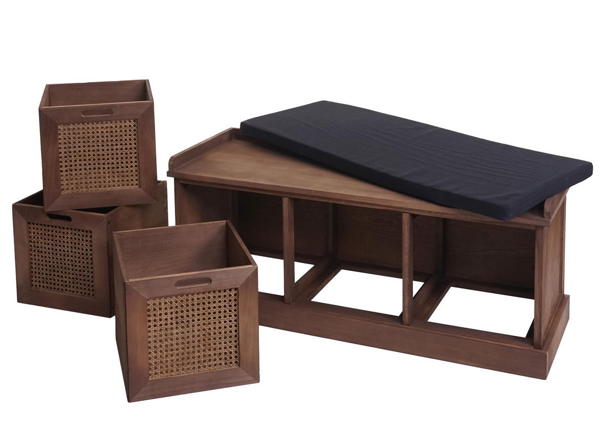 SITZBANK AUFBEWAHRUNGSBOXEN Schwarz - Schwarz, Holz (110/47/40cm) - MCW