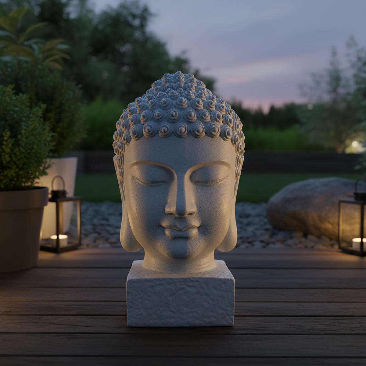 BUDDHA-KOPF - Weiß, Kunststoff (51.3/76.8/51.3cm) - Relaxdays