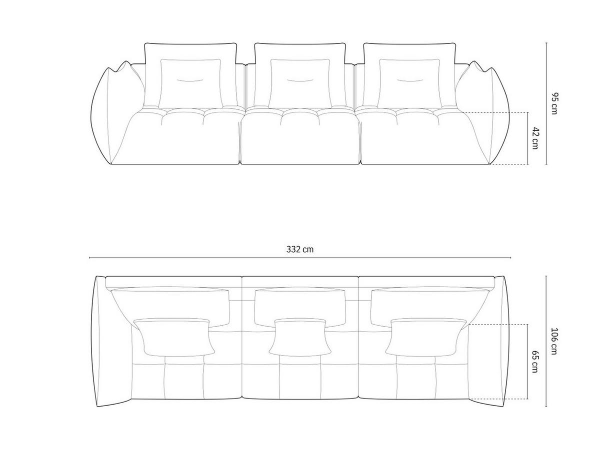 SOFA modular Bloom aus strukturiertem Stoff dunkelbeige 4 Sitzplätze - Mokka, Textil (106/95/332cm) - Micadoni