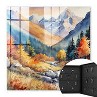 SCHLÜSSELBOX Schwarz 30x30 cm- Türöffnung nach rechts - Herbstliche Berge - Orange, Metall (30/30/5cm) - TULUP