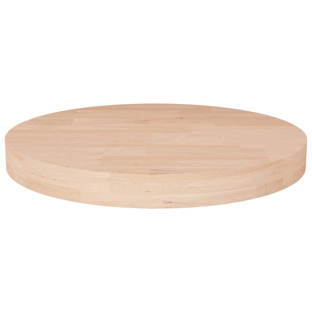 TISCHPLATTE Runde Ø50/4 Cm Unbehandeltes Massivholz Eiche - Naturfarben, Holz (50/50/4cm) - vidaXL