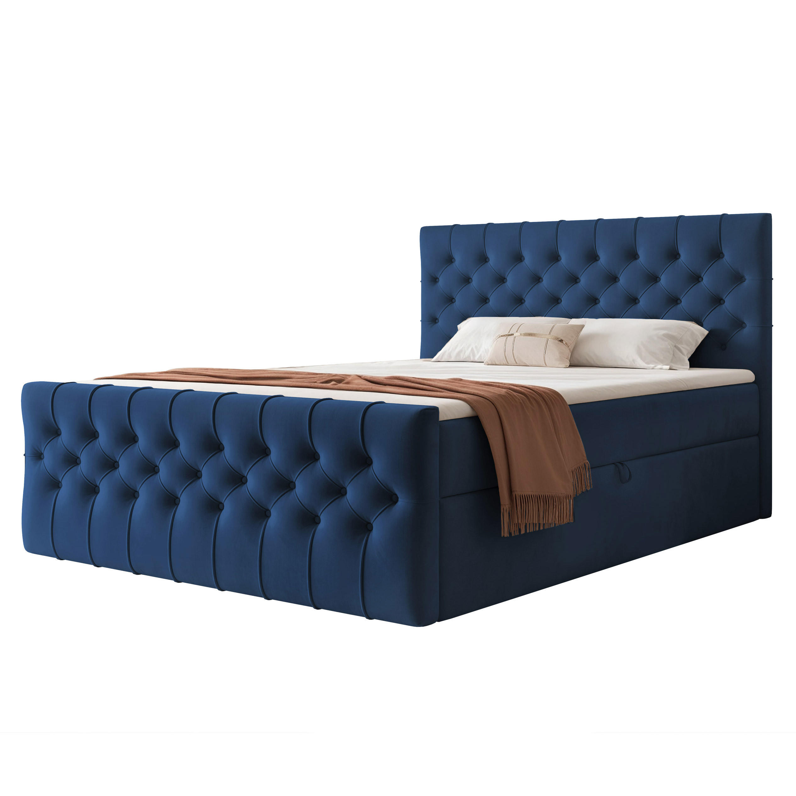 BOXBETT JOLIE 120x200 cm mit Matratze, Blau - Blau, Textil (120/200cm) - Idohome