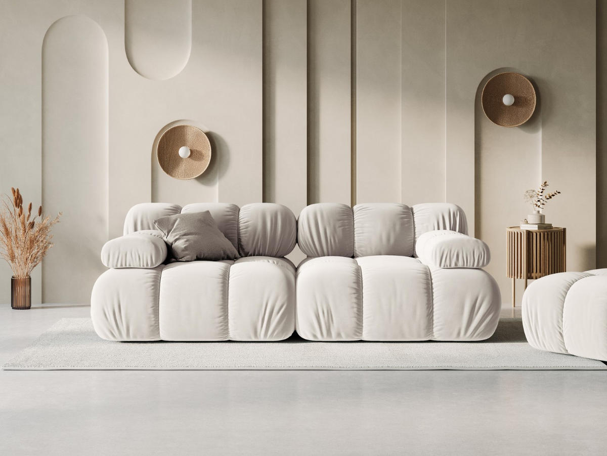 MODULARES-SOFA Bellis aus Samt leichtes beige 2 Sitzplätze - Creme, Textil (94/63/188cm) - Micadoni