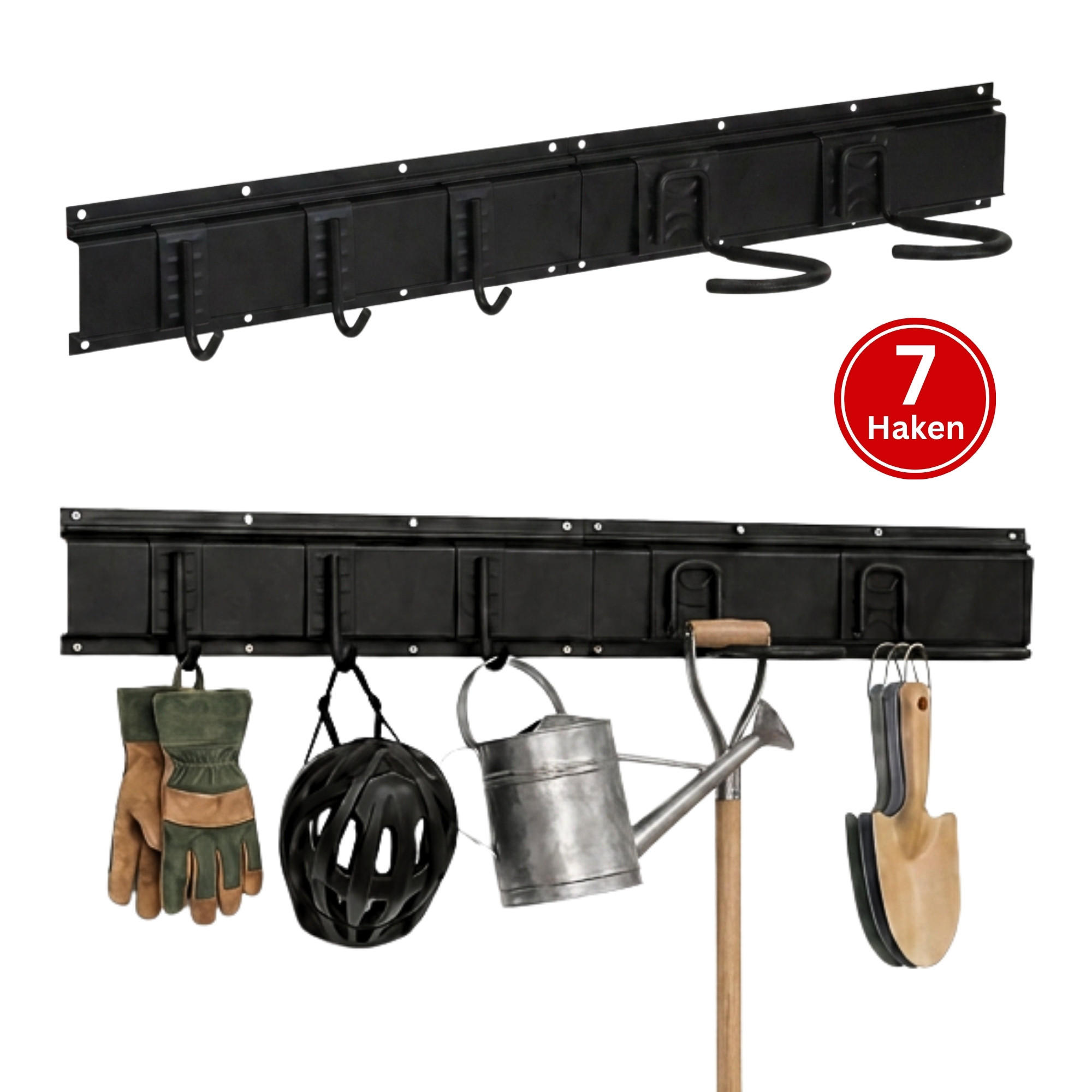 GARAGEN-WANDREGAL FORGE 7-teiliges Set Schwarz Haken Hochbelastbares Werkzeughaken für Garten, Garage - Schwarz, Metall (18/40.5/10cm) - PROREGAL