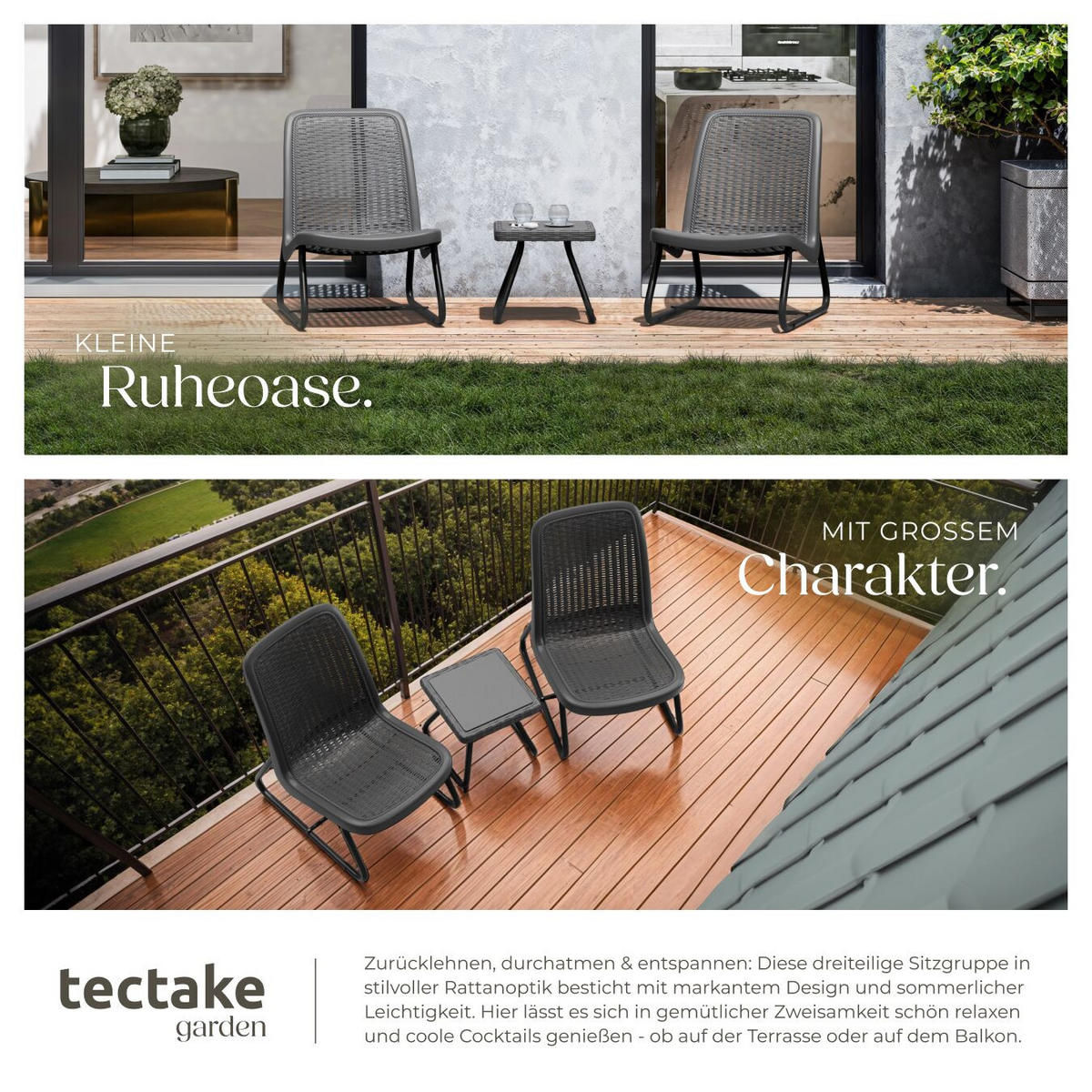 SITZGRUPPE Modica, Belastbarkeit Stuhl 120 kg, Schraubfüße, grau - Grau, Naturmaterialien/Textil - tectake