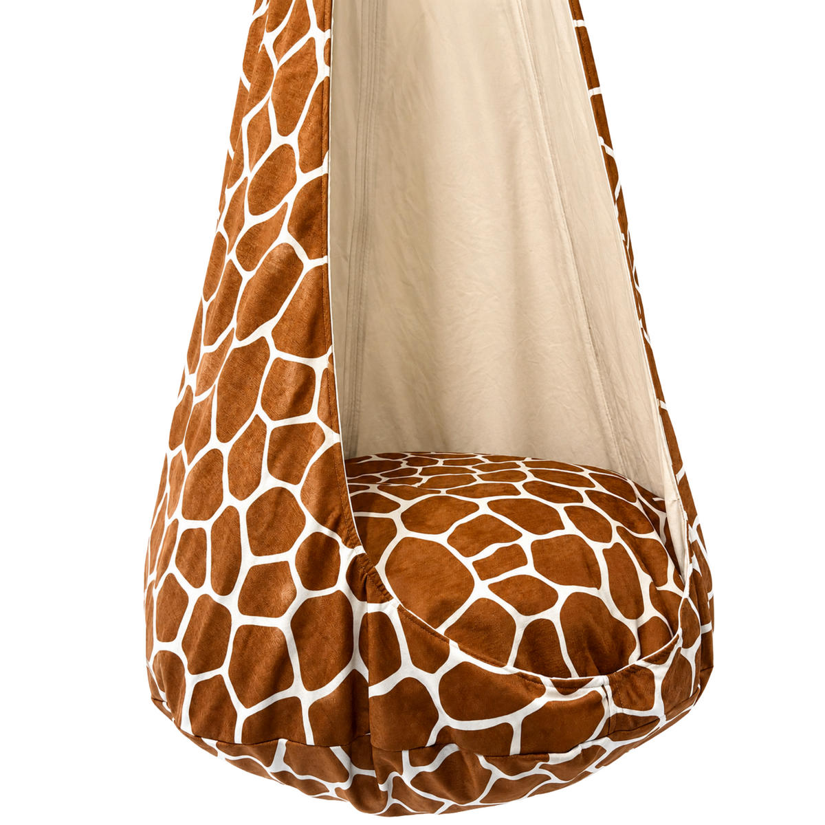 KINDER-HÄNGESESSEL XXL Giraffe – weiche Cocoon-Schaukel zum Spielen und Entspannen - Ecru/Braun, Textil (85/180/85cm) - Bees & Blooms