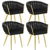 ESSZIMMERSTUHL 4er Set Astano,60,5 x 55 x 75 cm,schwarz/gold - Goldfarben/Schwarz, Textil (60.5/75/55cm) - tectake