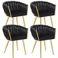 ESSZIMMERSTUHL 4er Set Astano,60,5 x 55 x 75 cm,schwarz/gold - Goldfarben/Schwarz, Textil (60.5/75/55cm) - tectake