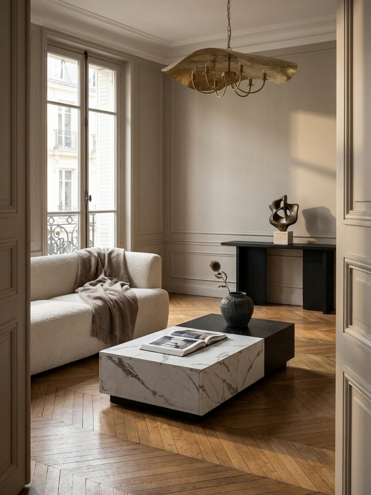 COUCHTISCH Weiß Schwarz Marmor-Optik 120x60x28 cm mit Schubladen und Stauraum - Schwarz/Weiß, Holzwerkstoff (60/120/28cm) - KADIMA DESIGN