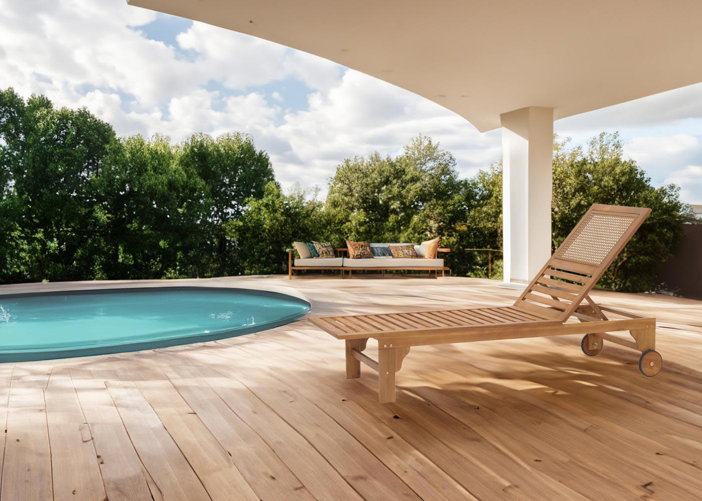 Thumbnail - MCW Sonnenliege, Akazie, Holz, 66x110x201 cm, Gartenmöbel, Gartenliegen