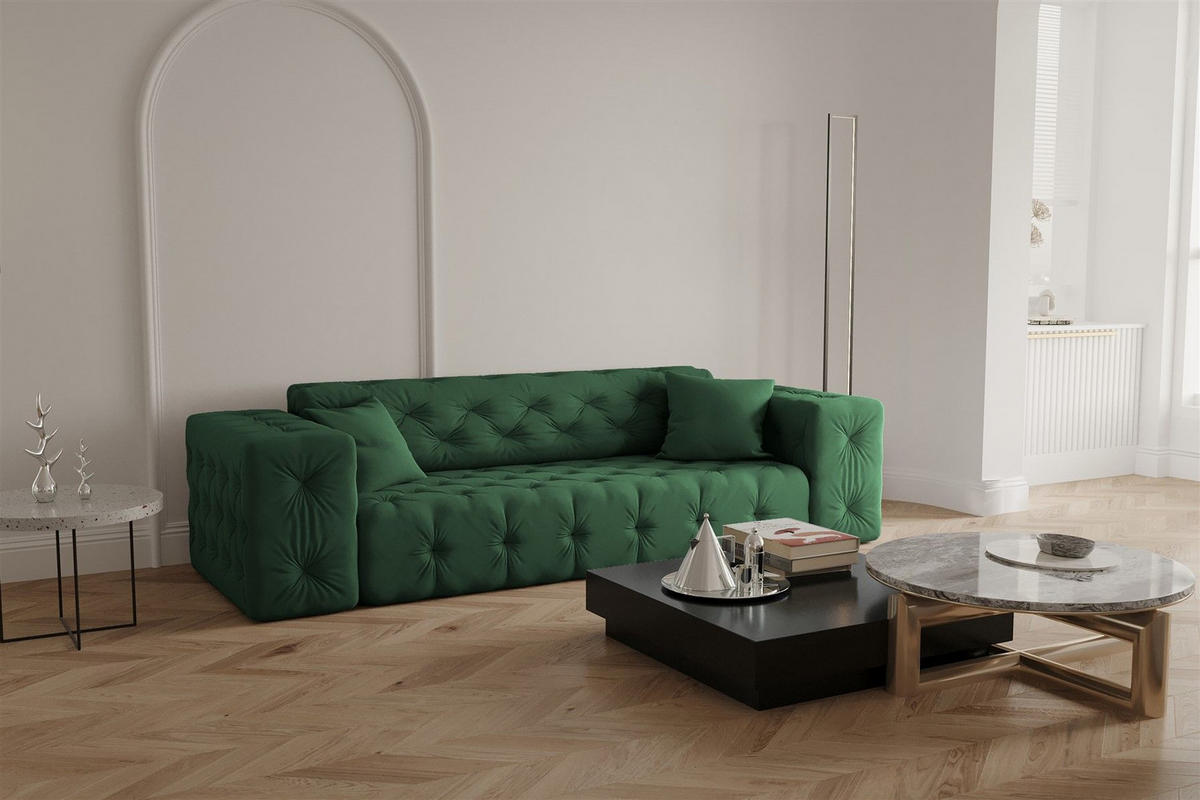 SOFA 3-sitzer Chantal - Grün, Holzwerkstoff/Textil (251/78/96cm) - Fun Möbel