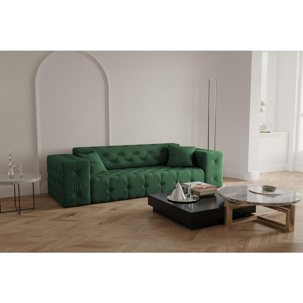 Thumbnail - Fun Möbel Sofaset, Grün, Textil, 251x78x96 cm, Wohnzimmer, Sofas & Couches, Sitzgarnituren