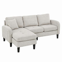 ECKSOFA mit Chaiselongue 166 x 118 x 77 cm Beige Gray+White - Beige, Holz (118/166cm) - Meubliv