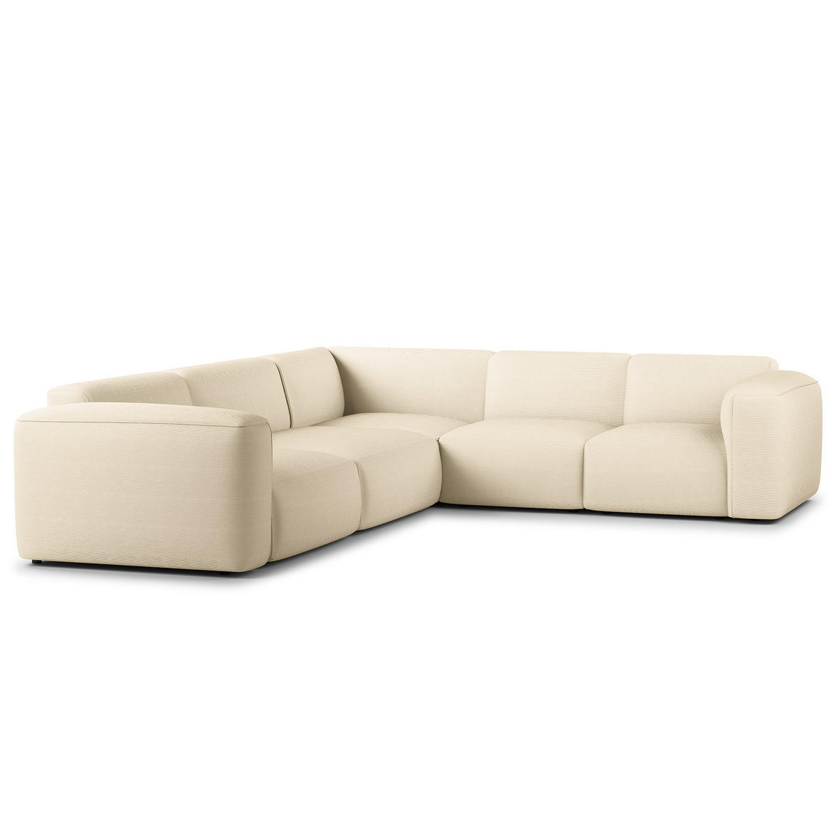 ECKSOFA mit Rundecke - Beige/Schwarz, Kunststoff/Textil (325/260cm) - home24