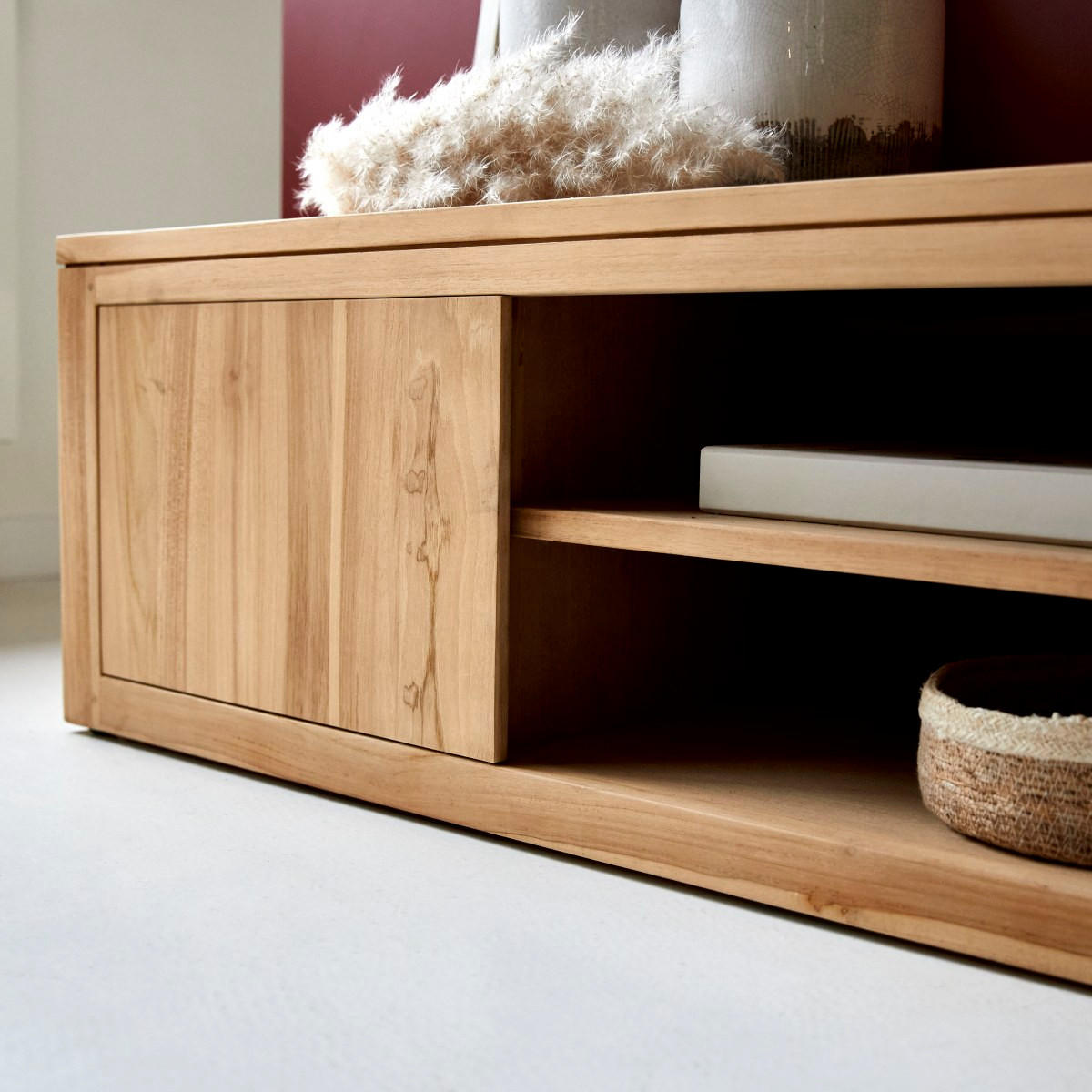 TV-SCHRANK Basil Natur aus Teak - Naturfarben, Holz (140/35/40cm) - Tikamoon