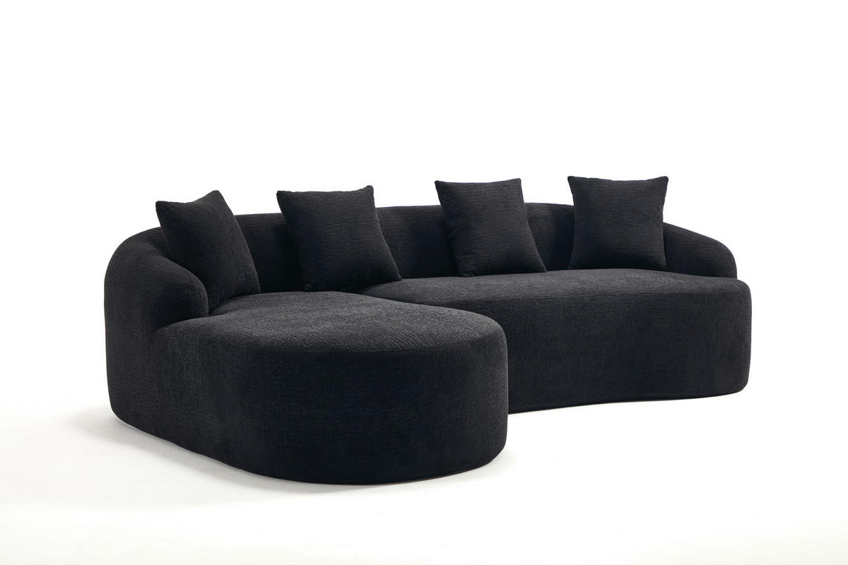 ECKSOFA 243/150/67 cm Schwarz Chenille - Schwarz, Textil (243/150cm) - Oxeza