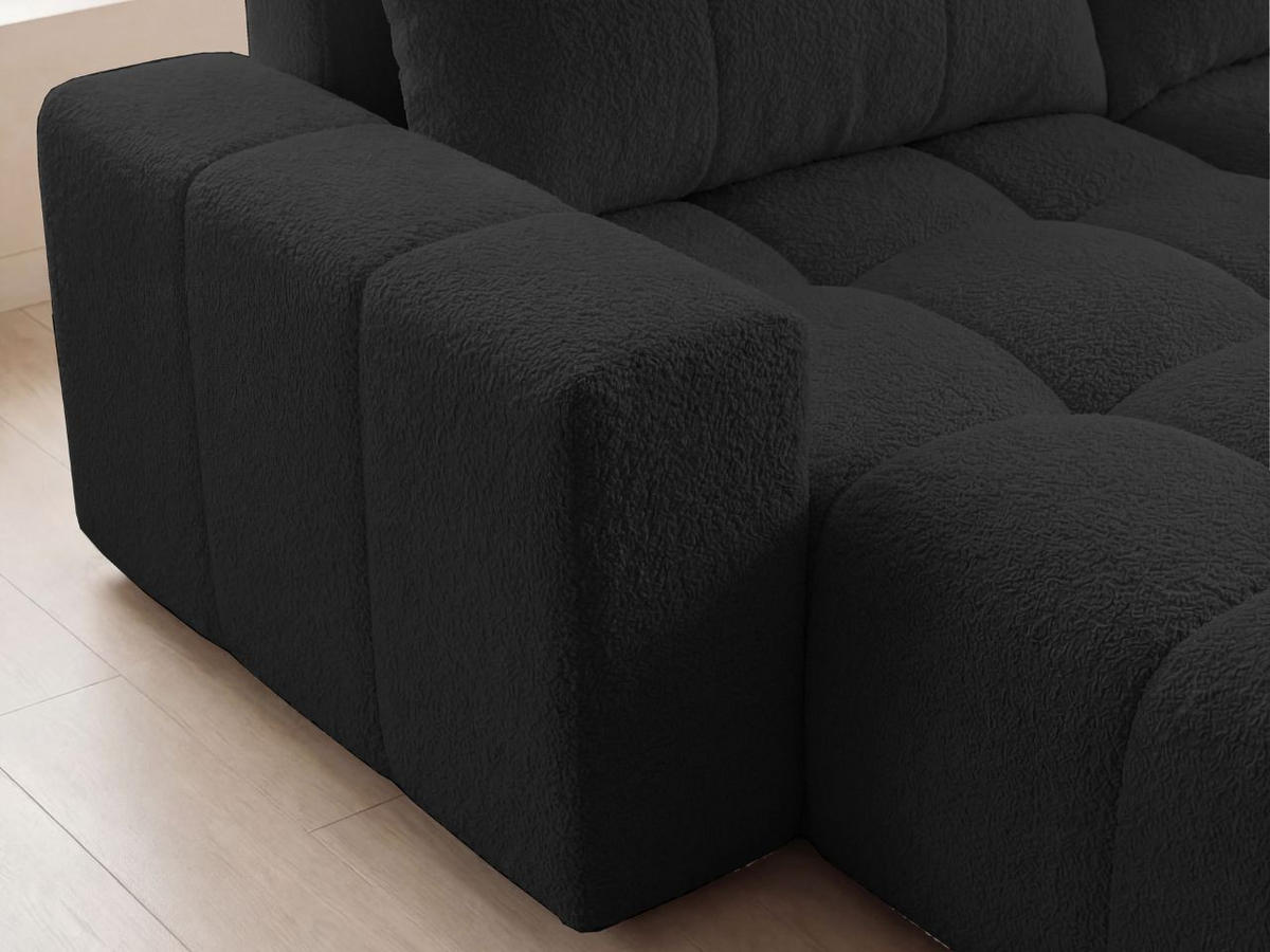 ECKSOFA Bresso Bouclé-Stoff Schwarz - Schwarz, Holz/Textil (255/168cm) - Graingold