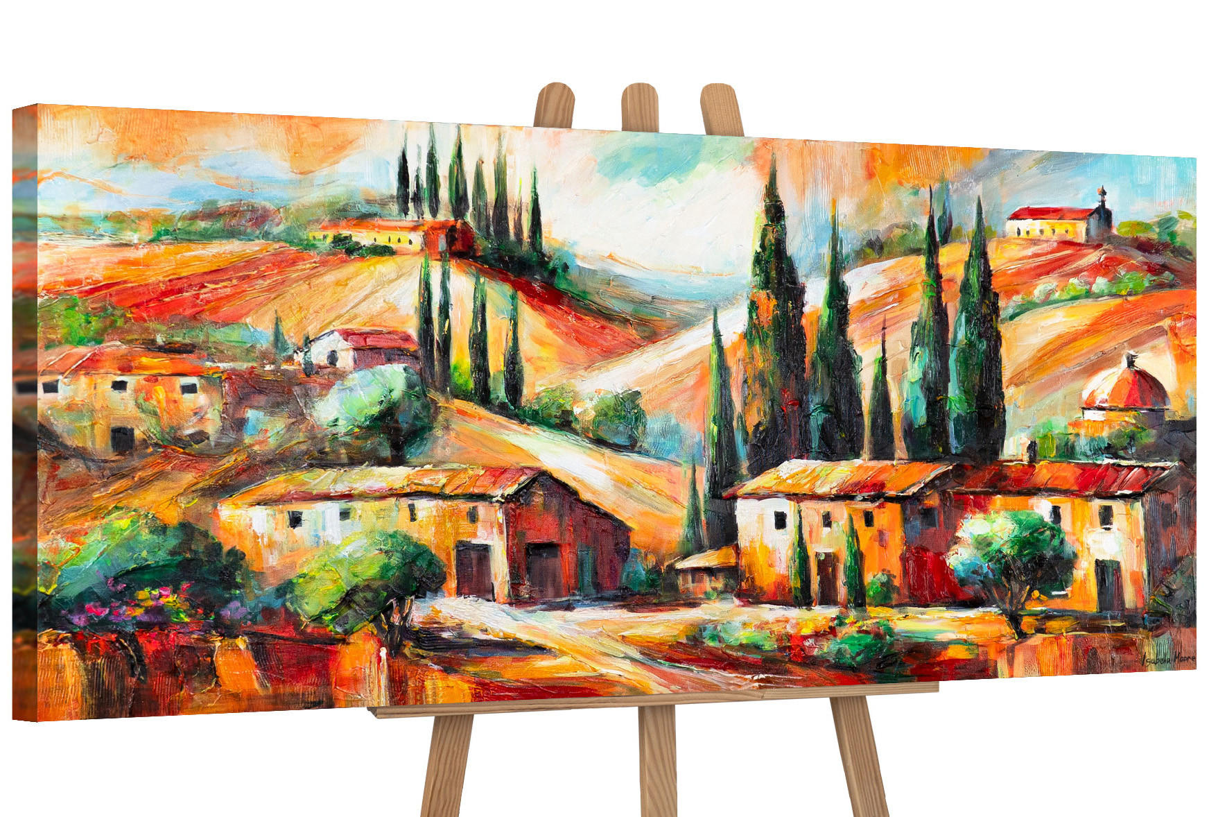 GEMÄLDE Warmer Abend auf Keilrahmen 115x50 cm - Multicolor, Holz (115/50cm) - YS-art gallery