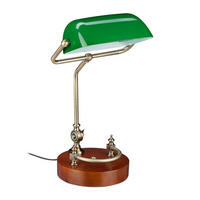 BANKERLAMPE - Multicolor, Glas/Holz (25/26/42cm) - Relaxdays