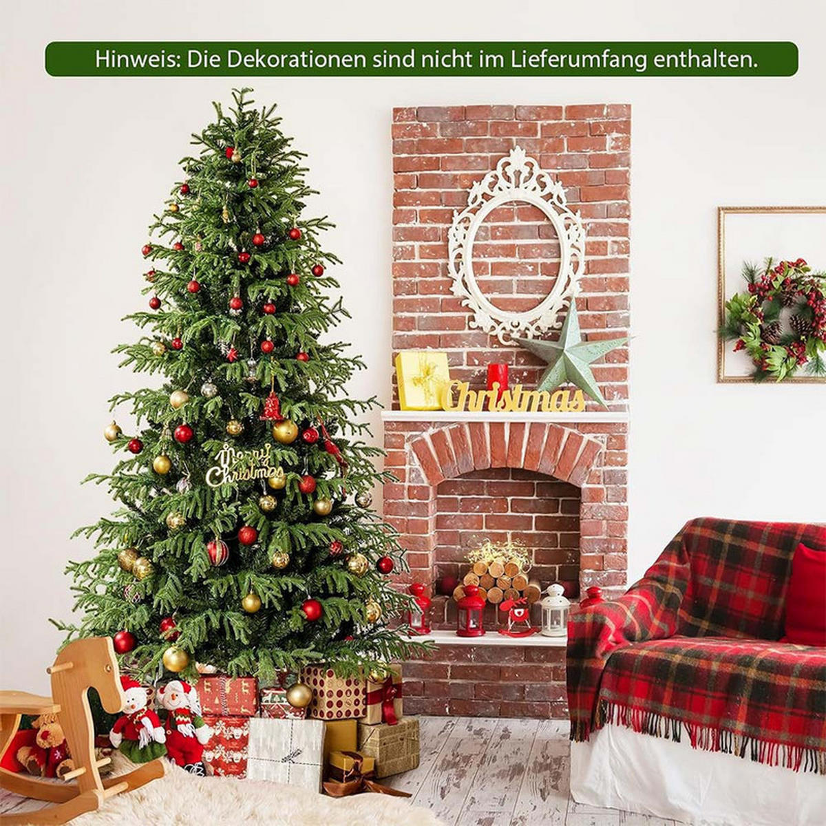WEIHNACHTSBAUM mit 370 warmweißen LEDs 210cm Grün - Grün, Metall (210cm) - COSTWAY