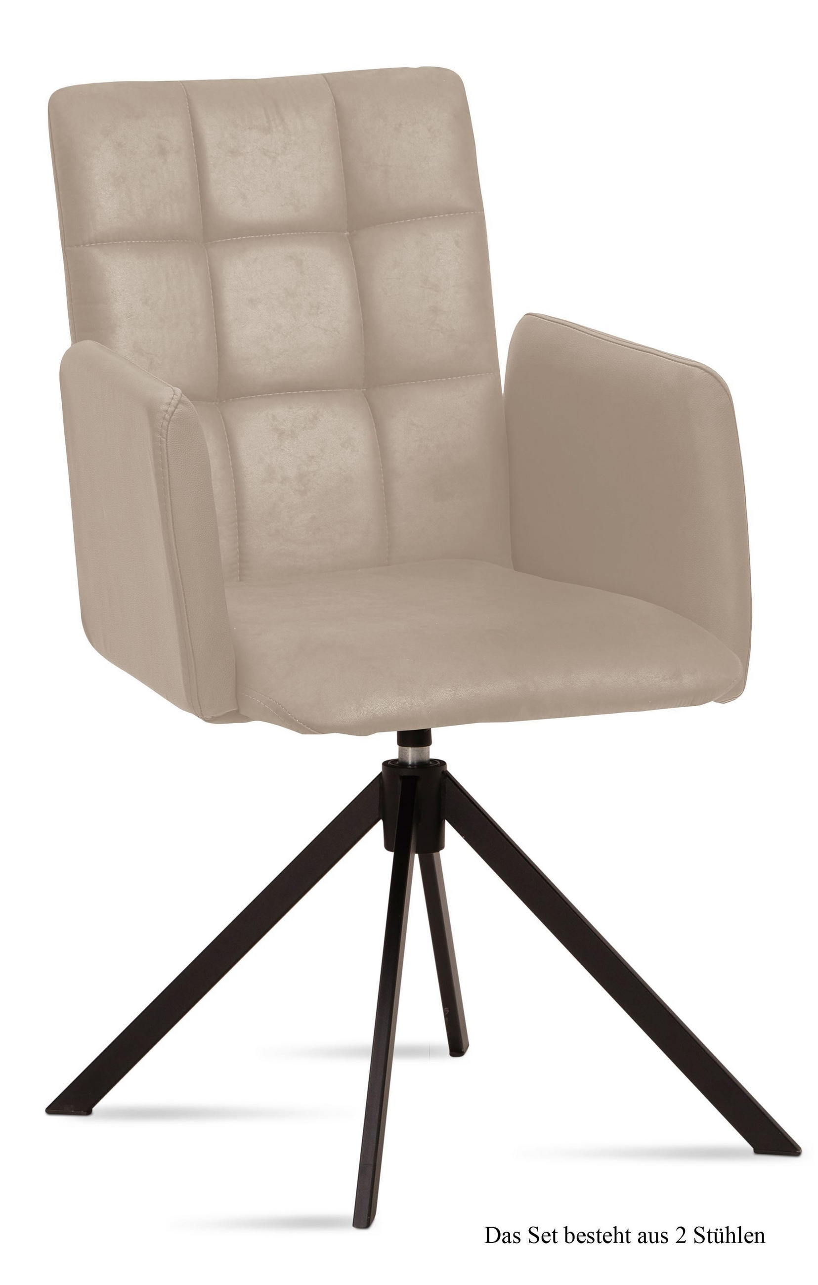 ARMLEHNSTUHL drehbar (2er-Set) Deeann 52x91x60 Schwarz/Natur - Schwarz/Naturfarben, Kunststoff (60/91/52cm) - 58aufmkessel