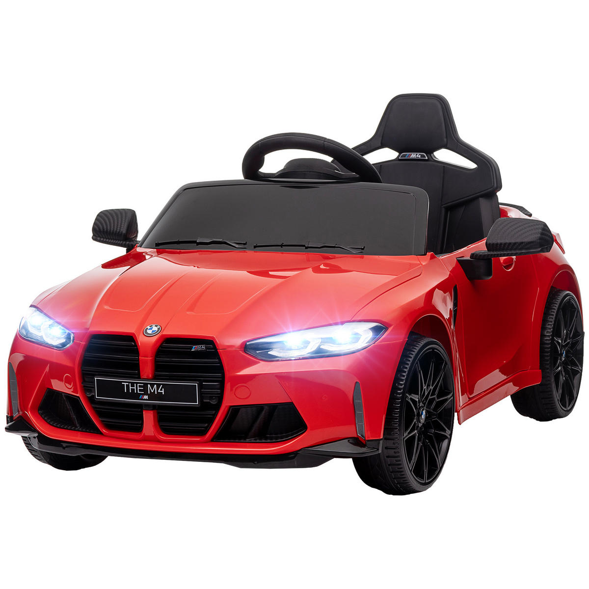 KINDERAUTO DE-06247 BMW M4 lizenziert mit Sound und Licht Rot - Rot, Kunststoff/Metall (108/69.5/51cm) - ComfortXL