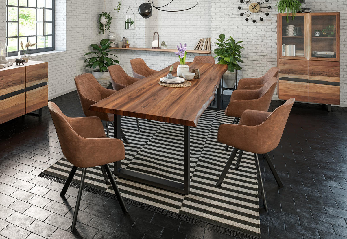 ESSTISCH LIAM - Schwarz/Braun, Holz/Metall (100/260/74cm) - SAM