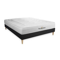 BETT Nottingham Memory-Schaum 135 x 220 cm h3 - Kit Bettgestell Schwarz - Beige/Schwarz, Holz (135/220cm) - ROYAL PALACE BEDDING