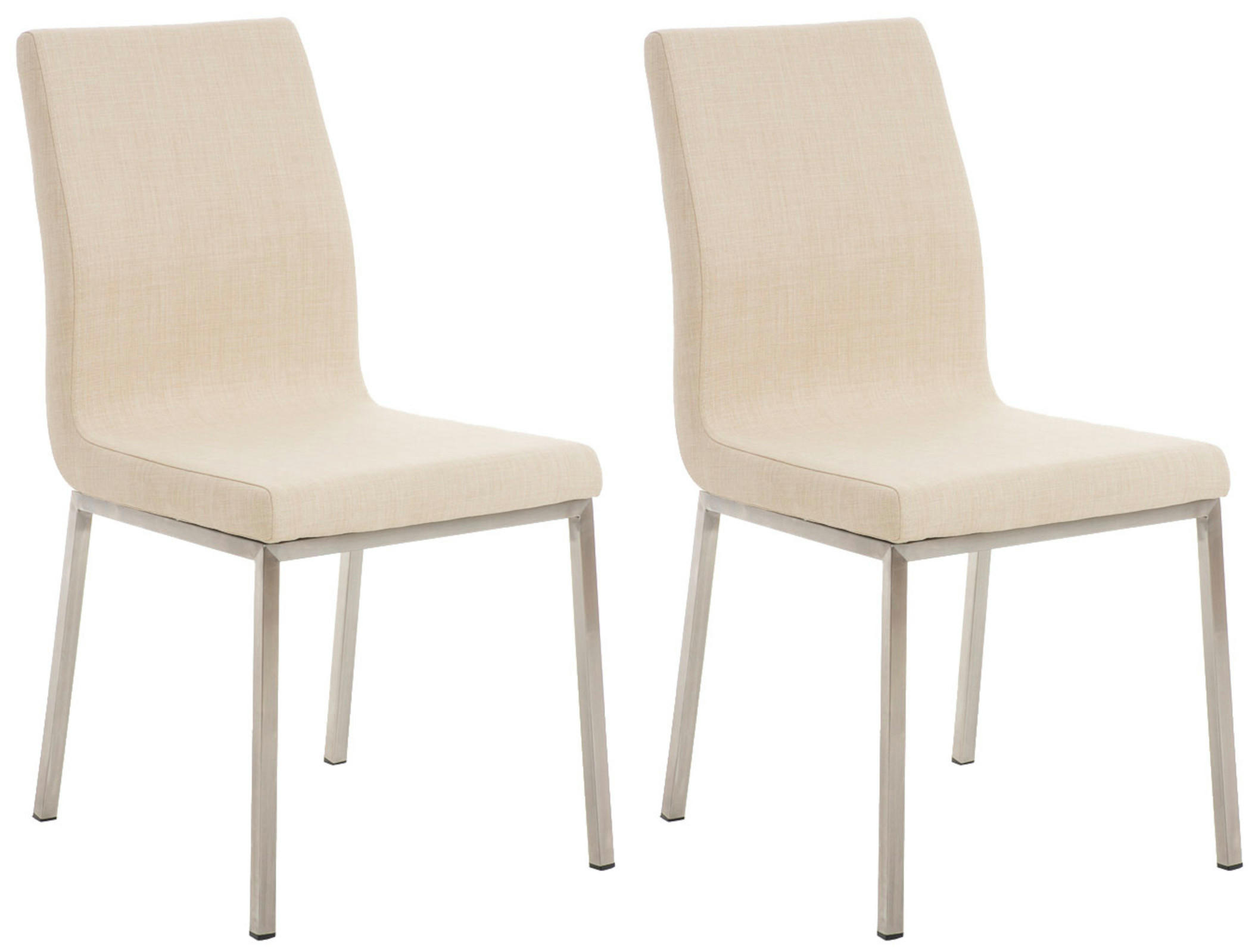 STUHL 2er Set Stoff Creme - Edelstahlfarben/Creme, Textil/Metall (40/88/50cm) - CLP