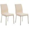 STUHL 2er Set Stoff Creme - Edelstahlfarben/Creme, Textil/Metall (40/88/50cm) - CLP