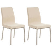 STUHL 2er Set Stoff Creme - Edelstahlfarben/Creme, Textil/Metall (40/88/50cm) - CLP