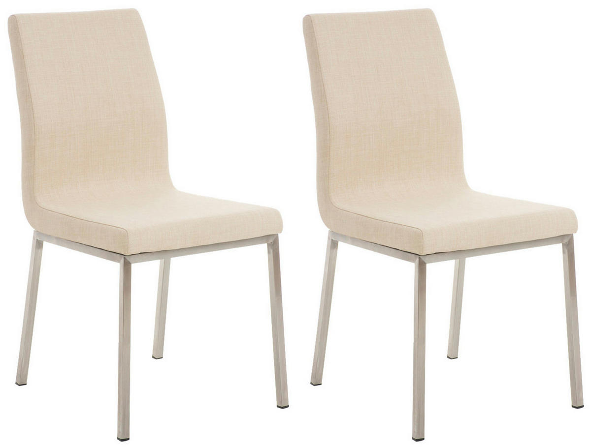 STUHL 2er Set Stoff Creme - Edelstahlfarben/Creme, Textil/Metall (40/88/50cm) - CLP