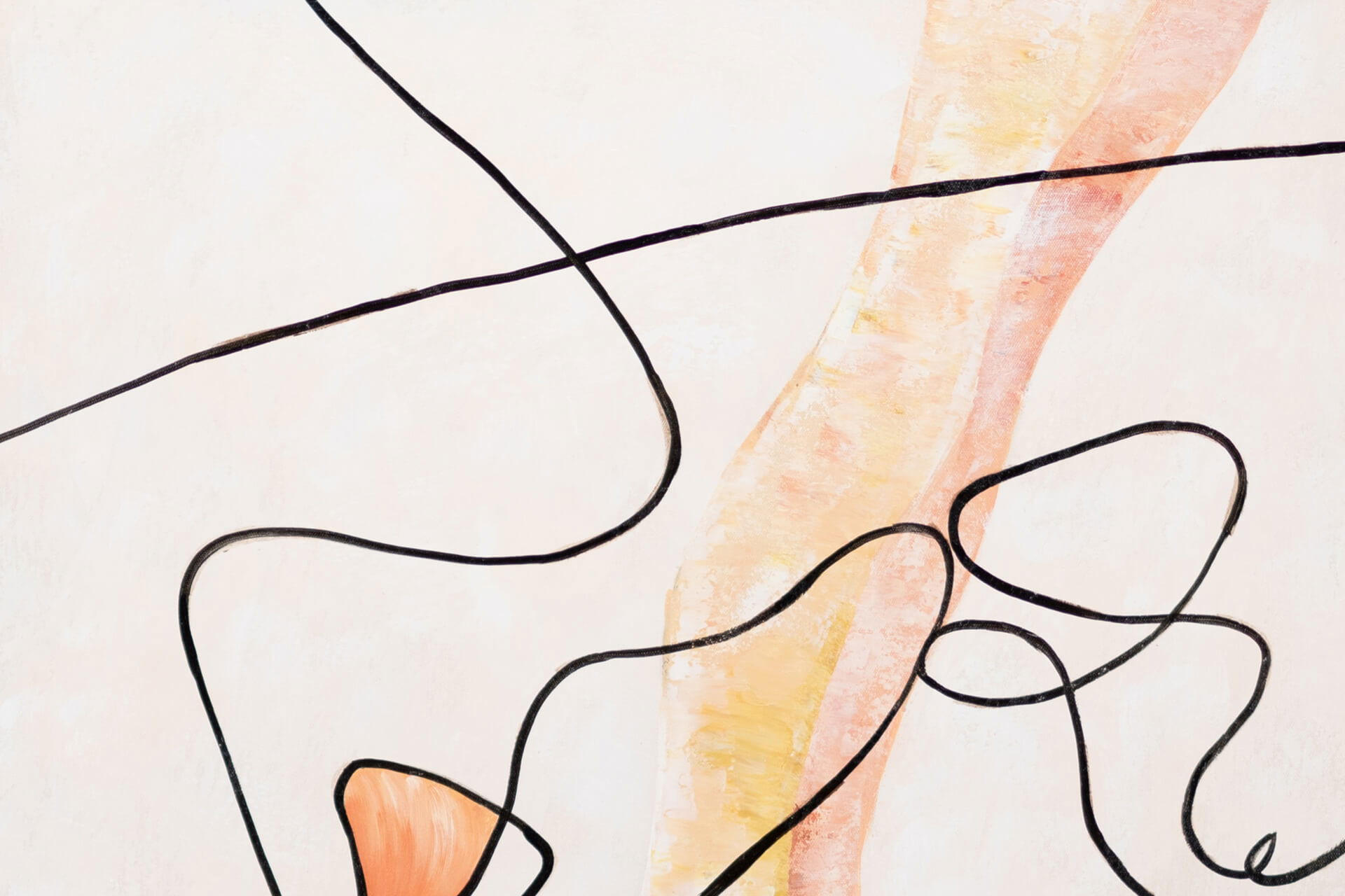 ACRYLBILD HANDGEMALT 60/90 cm - Schwarz/Orange, Holz/Textil (2/90cm) - KUNSTLOFT