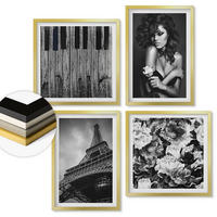 WANDBILDER 4er Set - 50x50 cm & 40x60 cm Goldrahmen - Porträt einer Frau mit einer Eiffel-Rose - Goldfarben, Kunststoff (50/50cm) - ArtPrintCave
