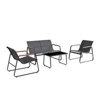 GARTENMÖBELSET Genua mit Armlehnen 4-tlg. Anthrazit - Anthrazit, Metall - Juskys