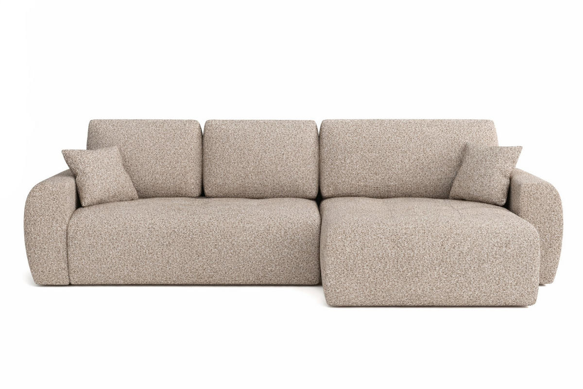 ECKSOFA Mit Schlaffunktion Und Bettkasten L-Form Ivo L, Chenille-Stoff Artico, Beige, Rechts - Sandfarben, Holz (250/142cm) - Kaiser Möbel