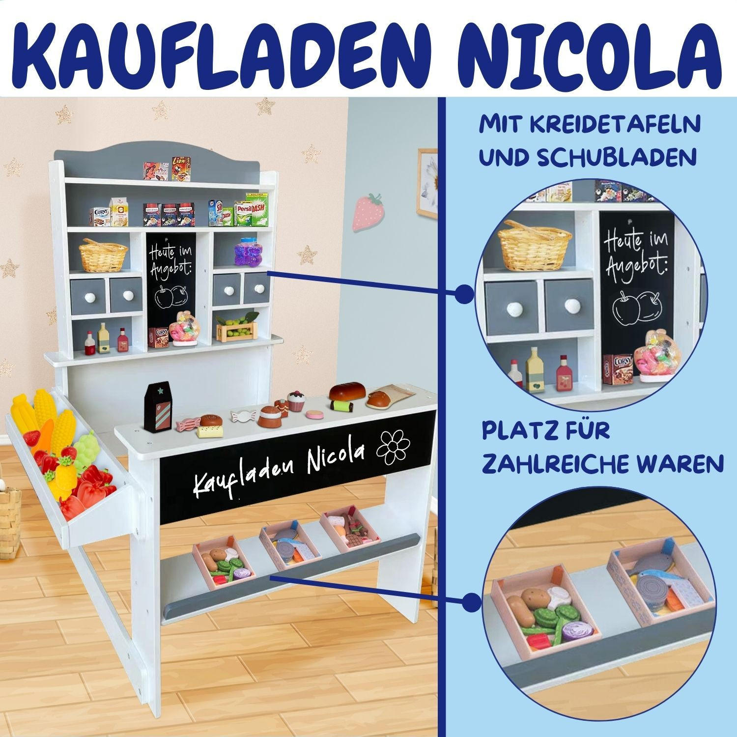 KAUFLADEN NICOLA Grau aus Holz mit Theke - Grau, Holzwerkstoff (74/108/81cm) - Coemo