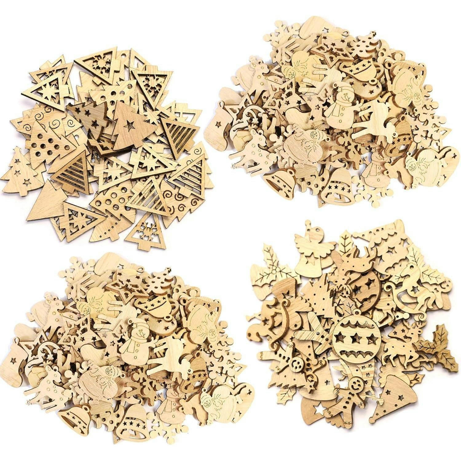 HOLZANHÄNGER 200-teiliges Set Weihnachten Natur - Hellbraun, Holz (1/1/1cm)