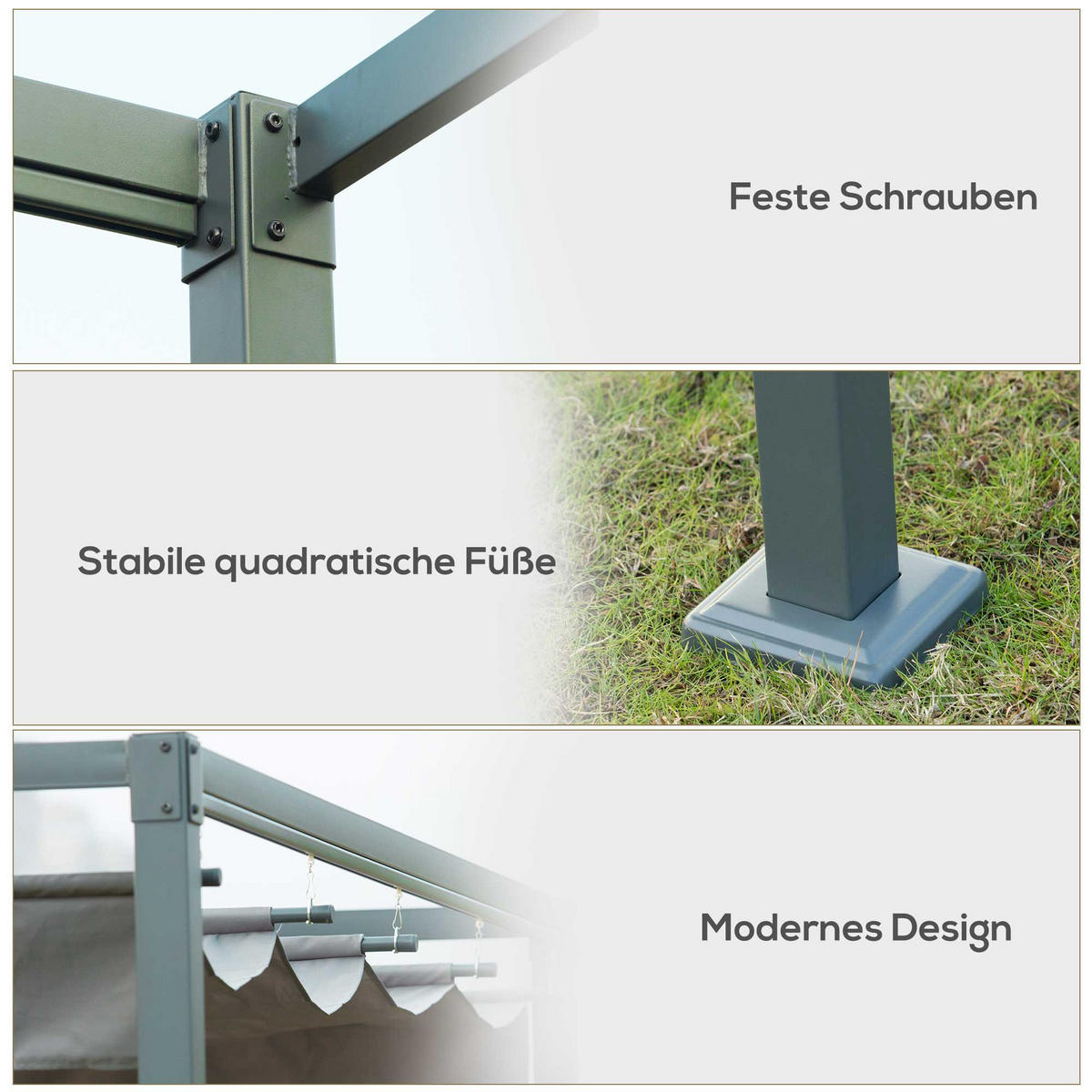 PERGOLA Pavillon Polyester Grau - Grau, Kunststoff/Metall (213/221/298cm) - Outsunny
