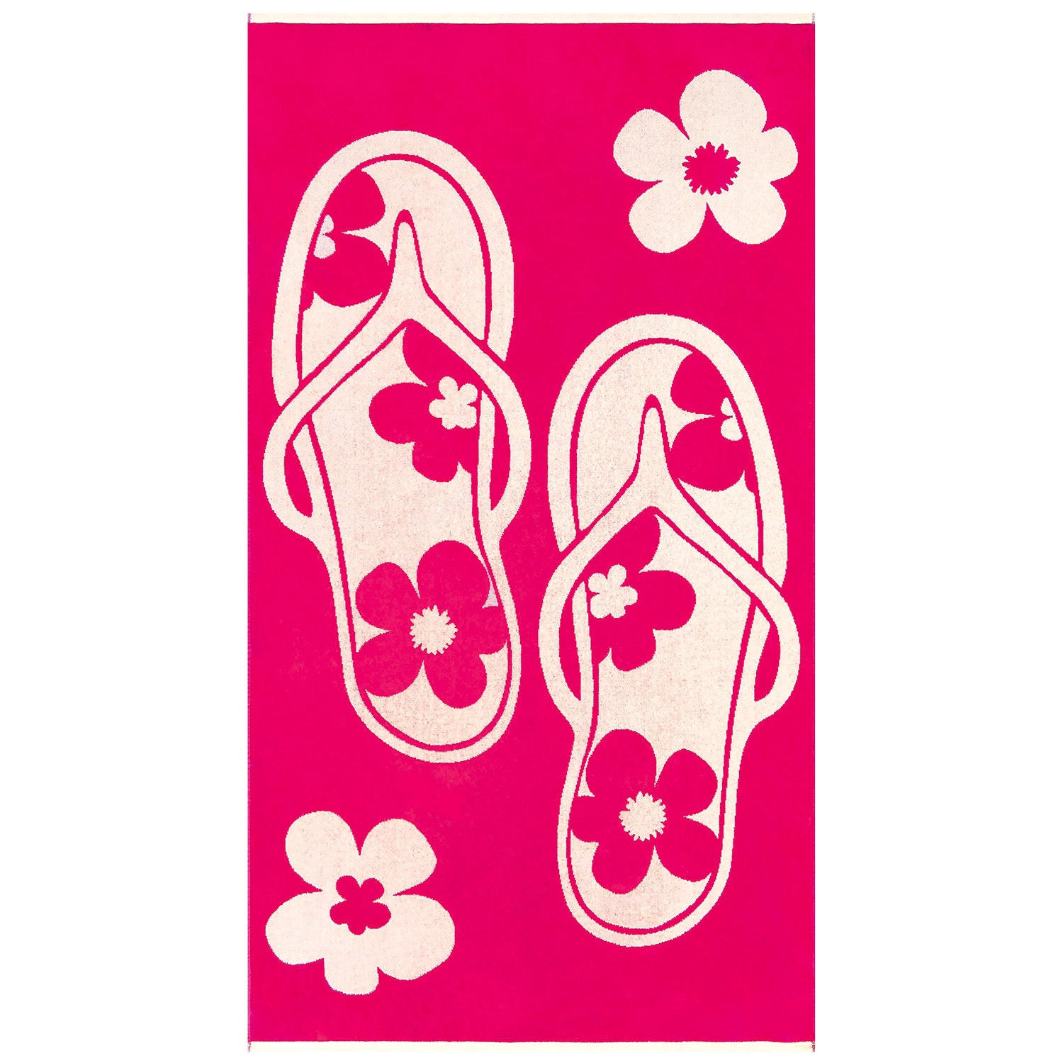 STRANDTUCH Velours Jacquard Rosa 90x170 400g/m² - Tunga - Pink, Textil (170/90cm) - LE COMPTOIR DE LA PLAGE