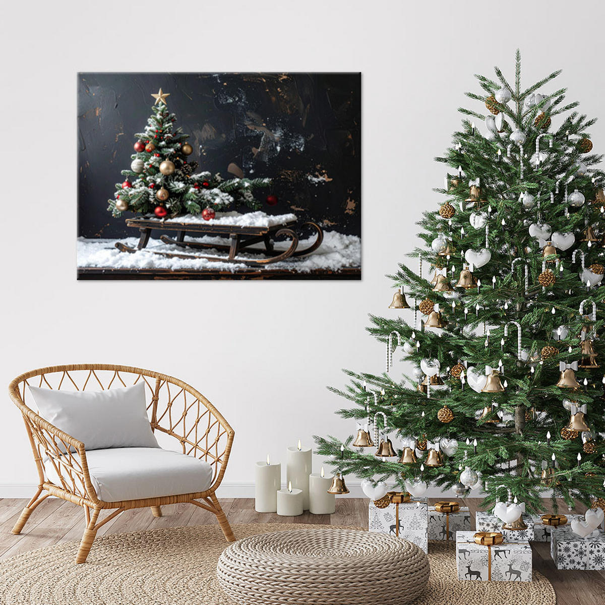 LEINWANDBILD Weihnachten 30x20cm - Schwarz, Textil (30/20cm) - Feeby