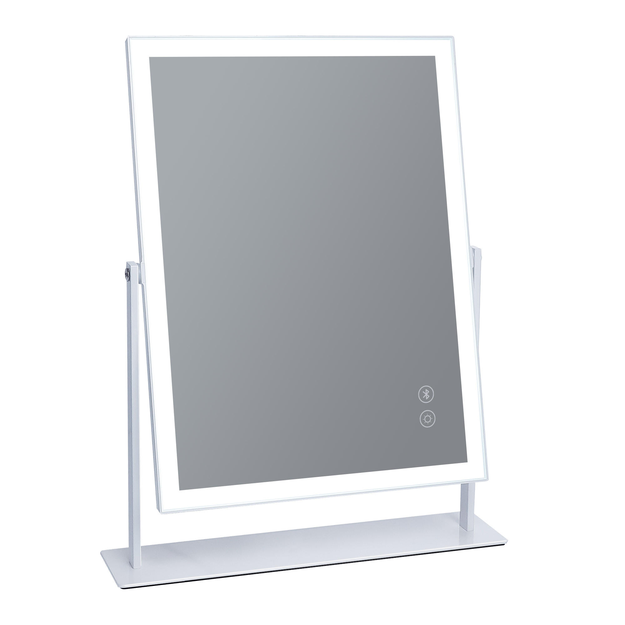 SCHMINKSPIEGEL mit LED Lichtleiste und Bluetooth Weiß 30/41 cm - Weiß, Metall (30/41/3cm) - VANITII