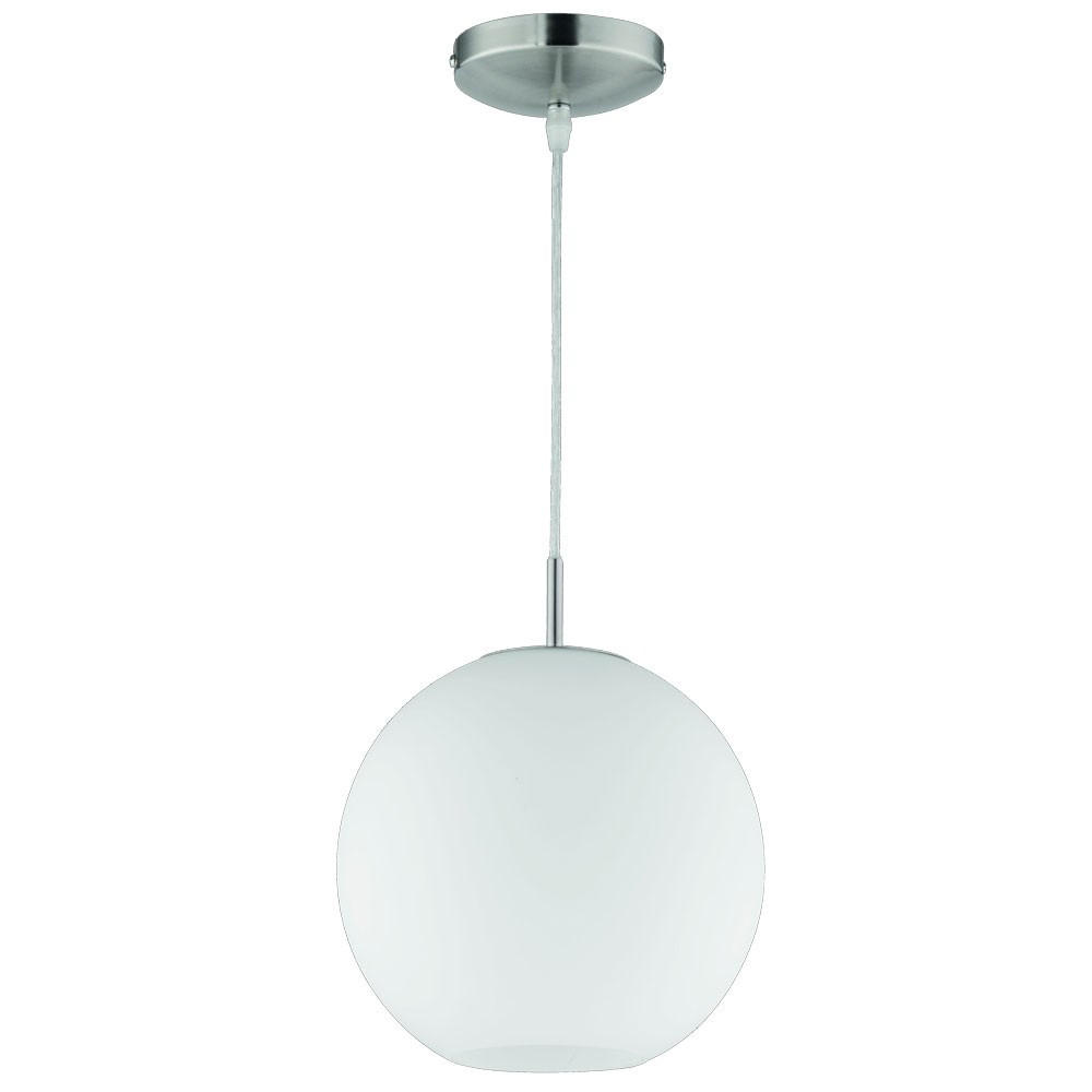 PENDELLEUCHTE MOON Glas Nickel Weiß - Weiß, Glas (25/25/150cm)